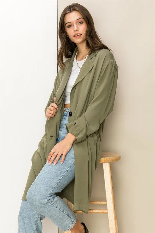 Enlightened Button Front Oversized Coat