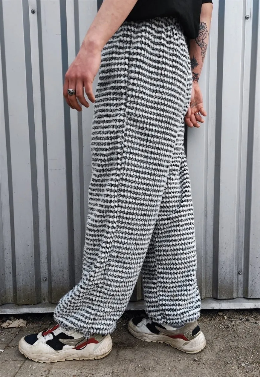 Festival check joggers plaid fleece pants handmade trouser