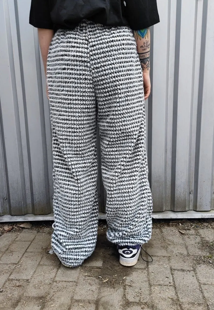 Festival check joggers plaid fleece pants handmade trouser