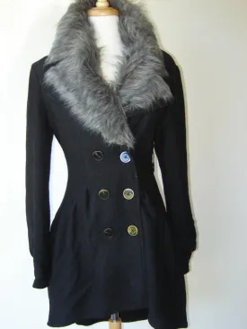 Free People Faux Fur Collar Pea Coat