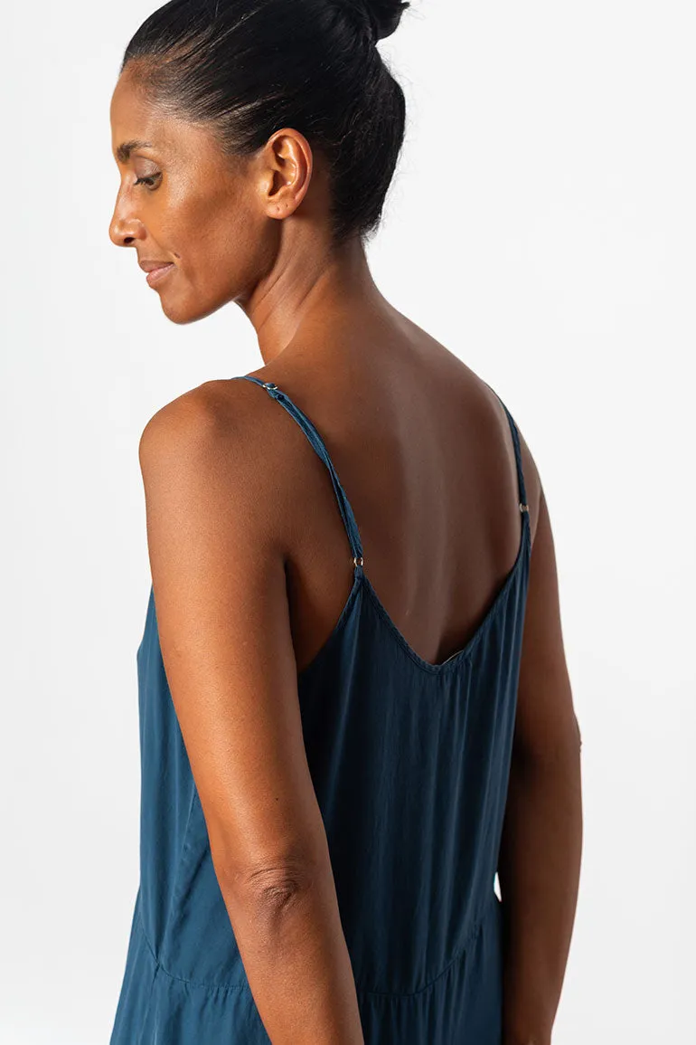 Garment Dyed Silk Slip Dress - Indigo