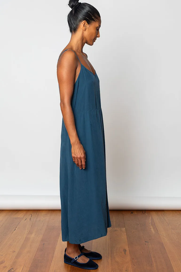 Garment Dyed Silk Slip Dress - Indigo