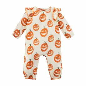 Girl Pumpkin Print One Piece