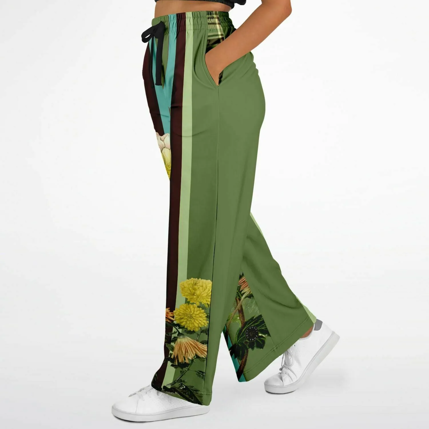 Green Caravan Striped Eco-Poly Stretchy Phat Bellbottoms