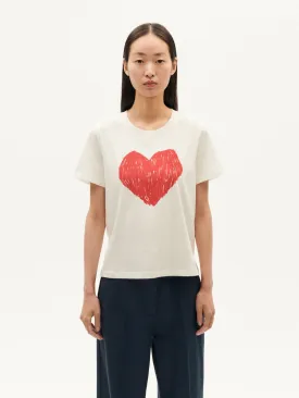 Heart Ida T-Shirt in White by Thinking Mu