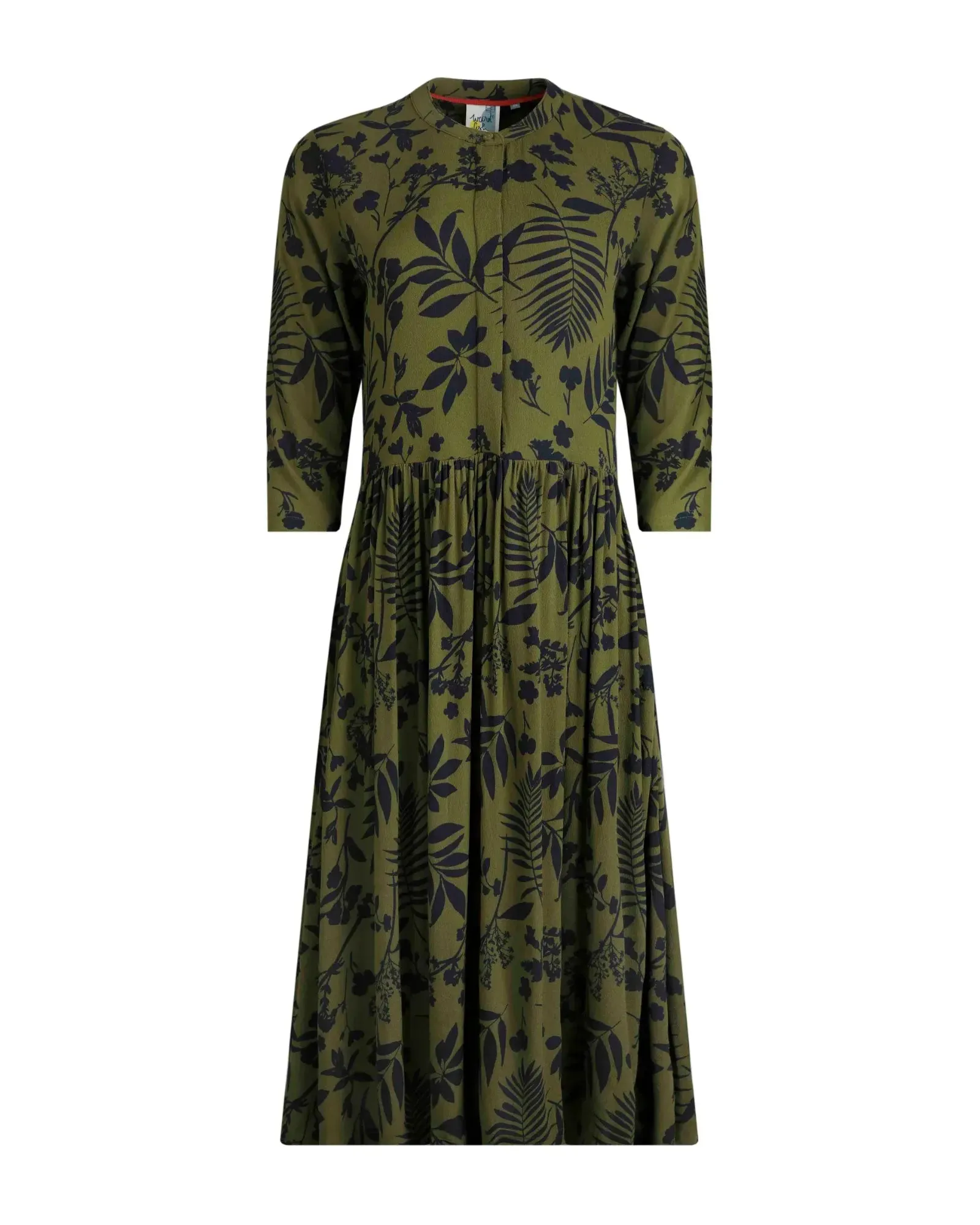 Hellen Olive Green EcoVero Viscose Midi Dress