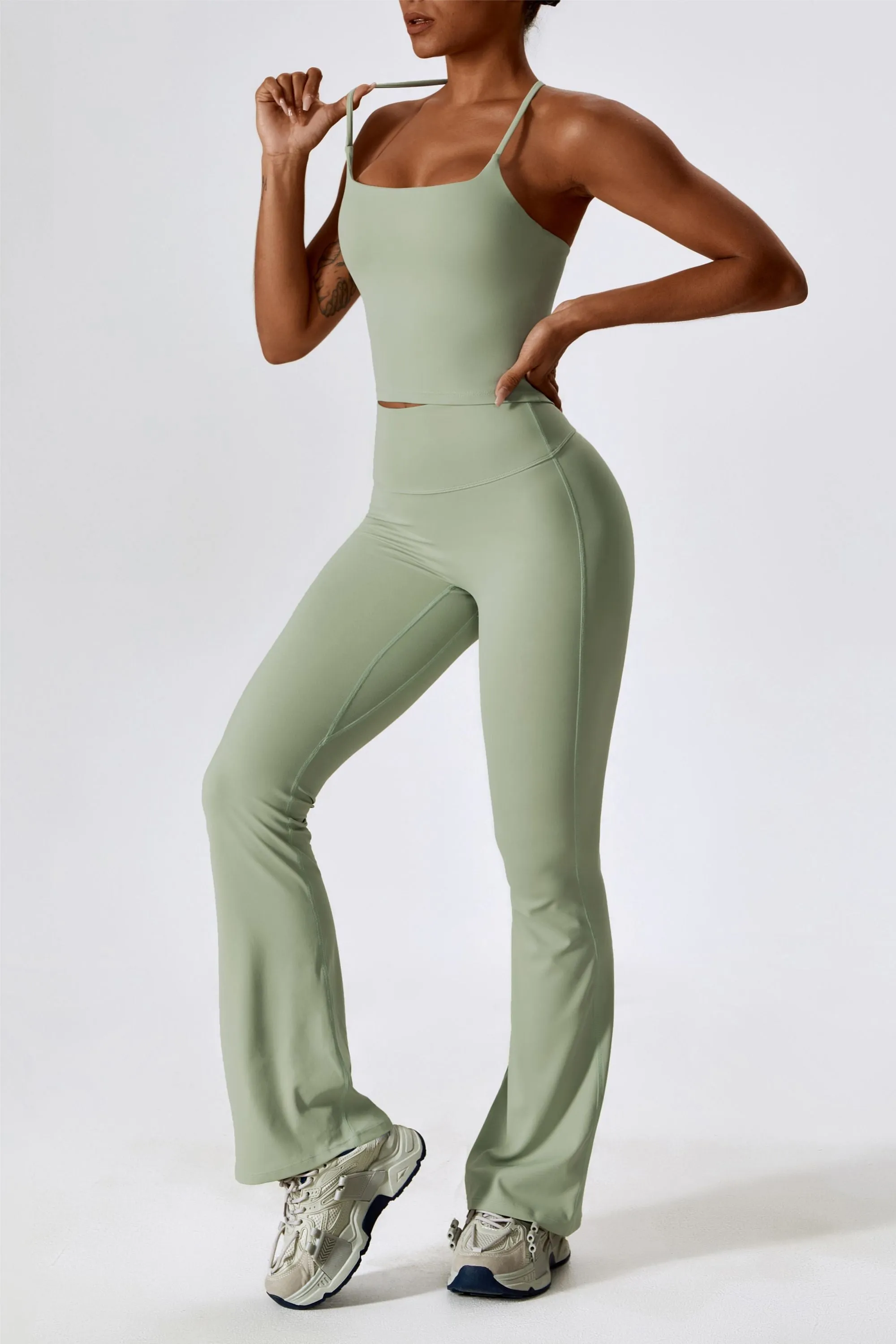 High-Rise Bootcut Flared Scrunch Leggings