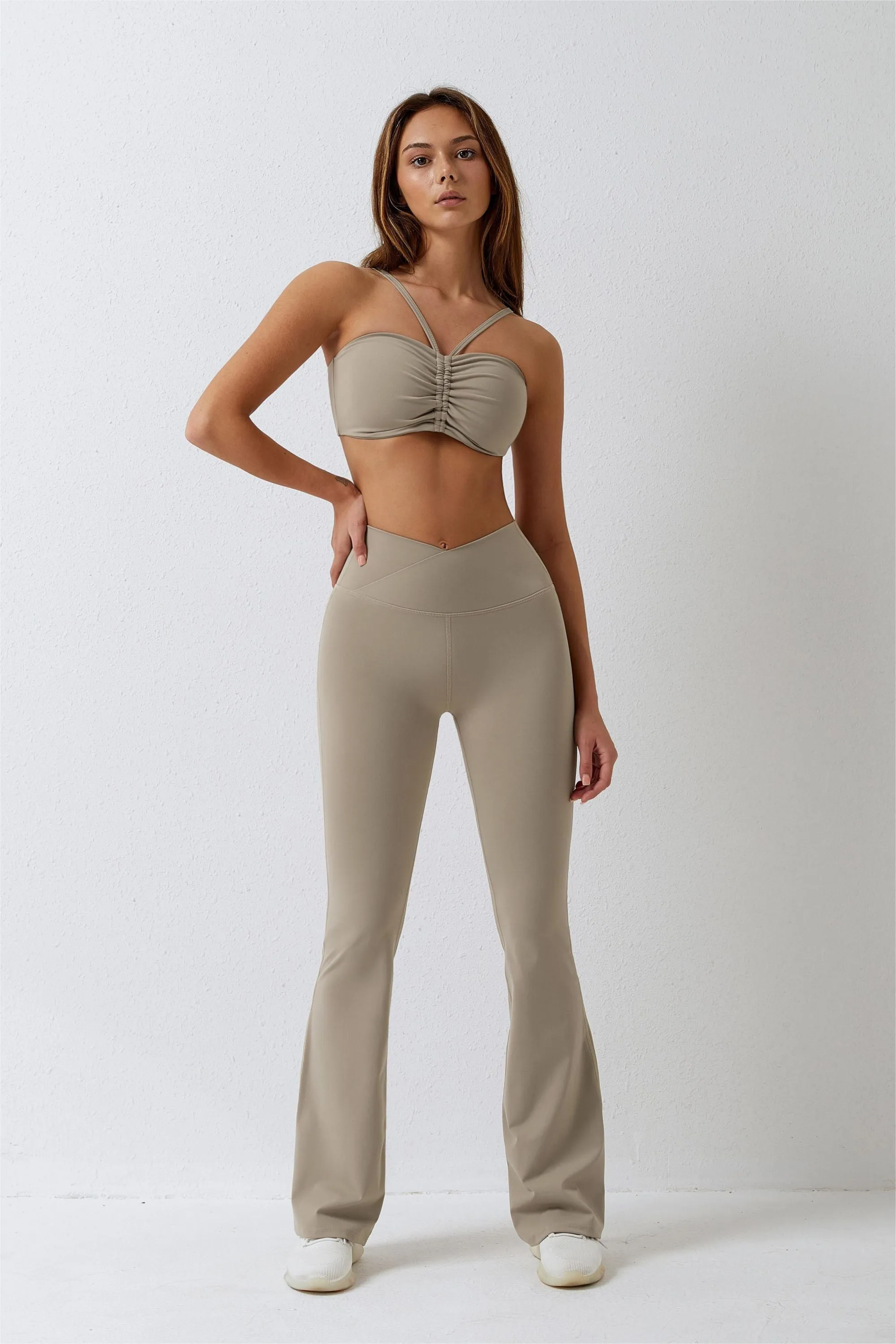 High Waisted Crossover Flare Legging