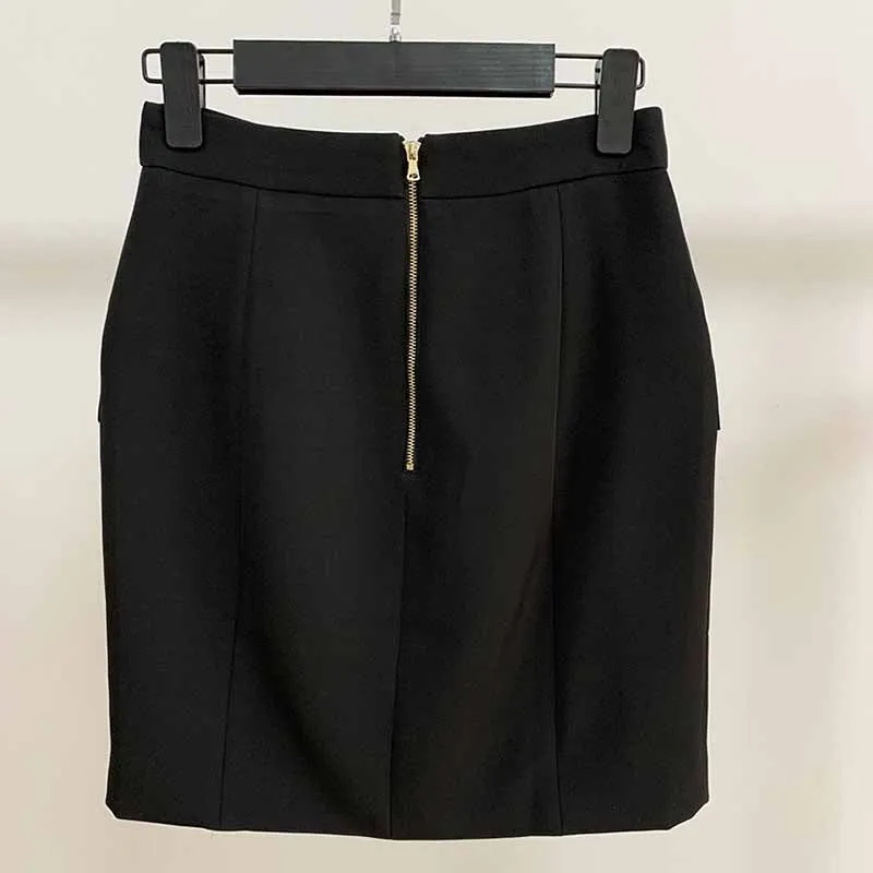 Hight Waisted Formal Skirt Gold-tone Mini Skirt for Ladies