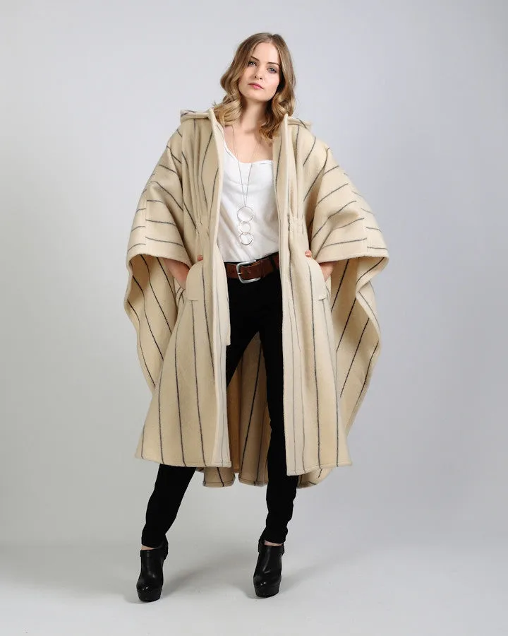 Hooded Wool Cape Coat