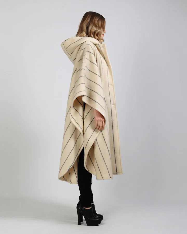 Hooded Wool Cape Coat