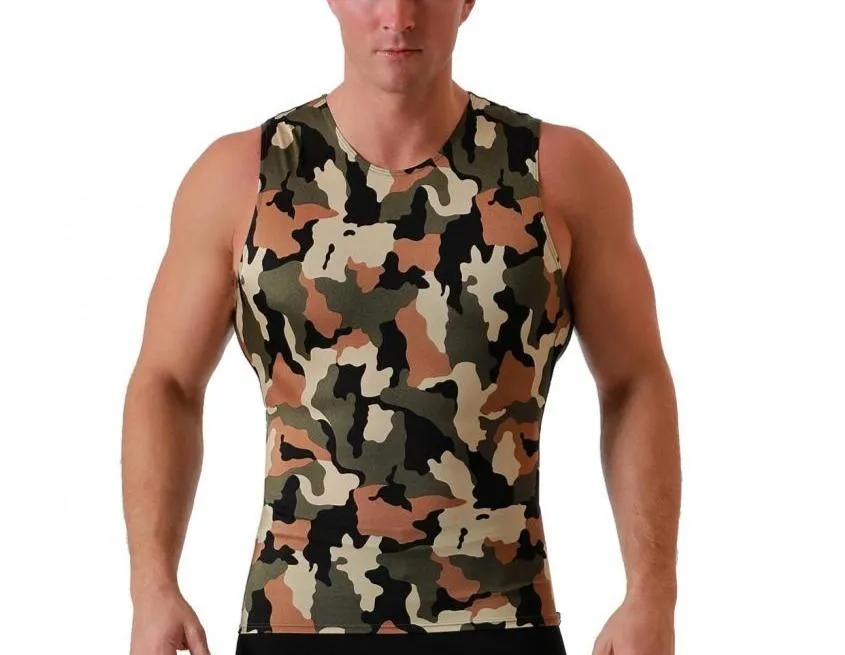 Insta Slim Camo Activewear Sleeveless Crew-Neck 3TAT0N1