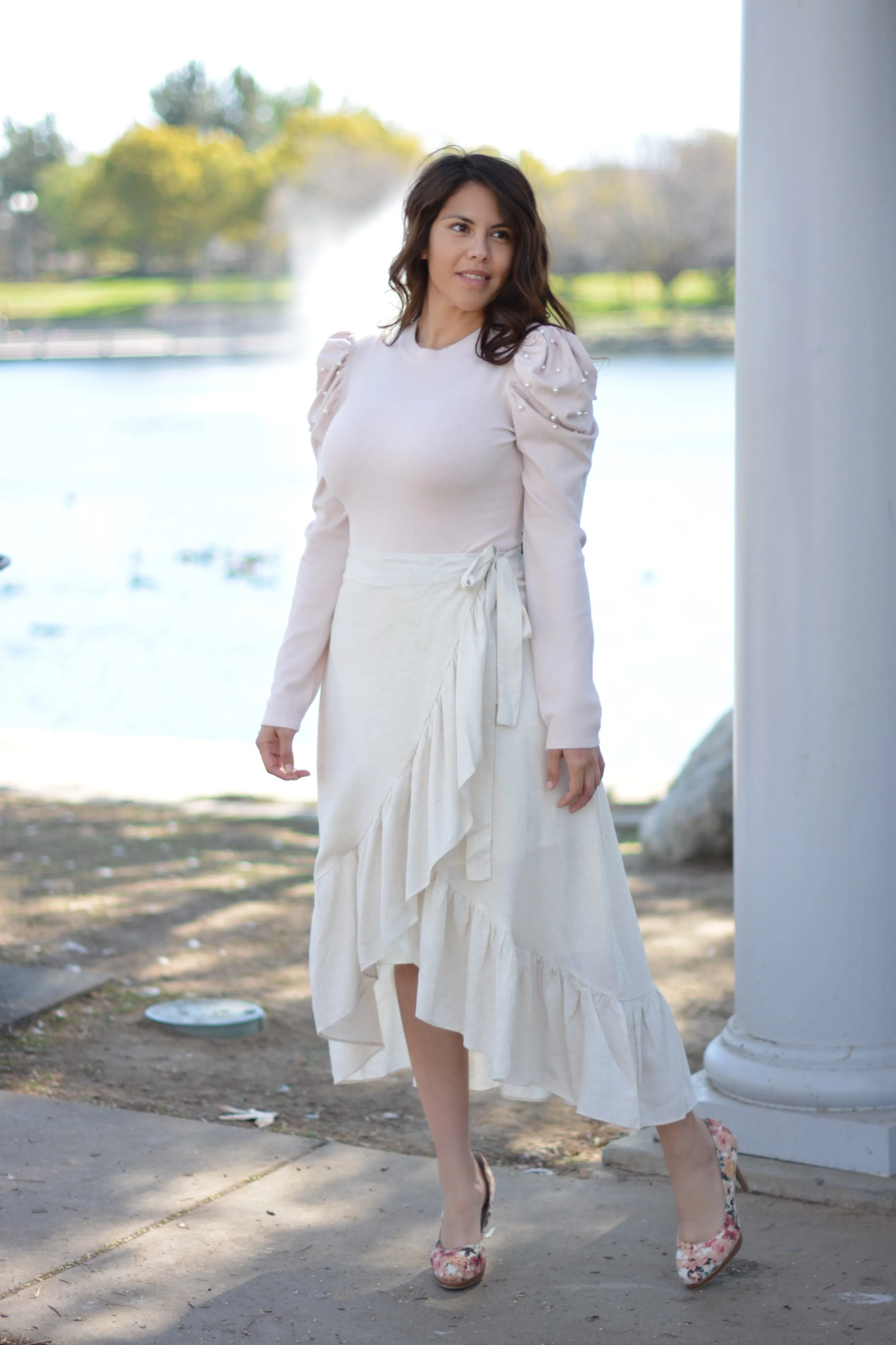 Jada Beige Wrap Skirt