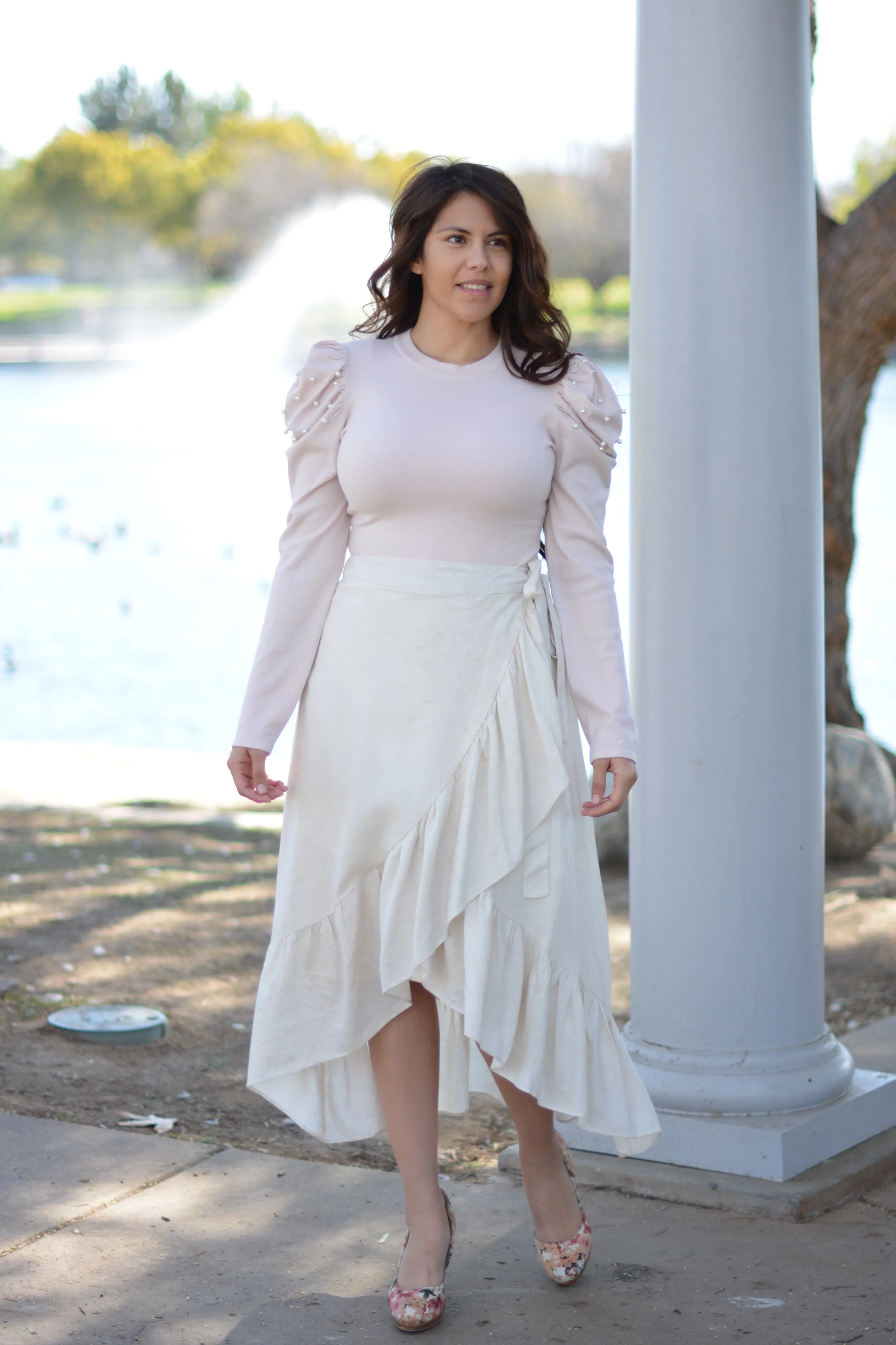 Jada Beige Wrap Skirt