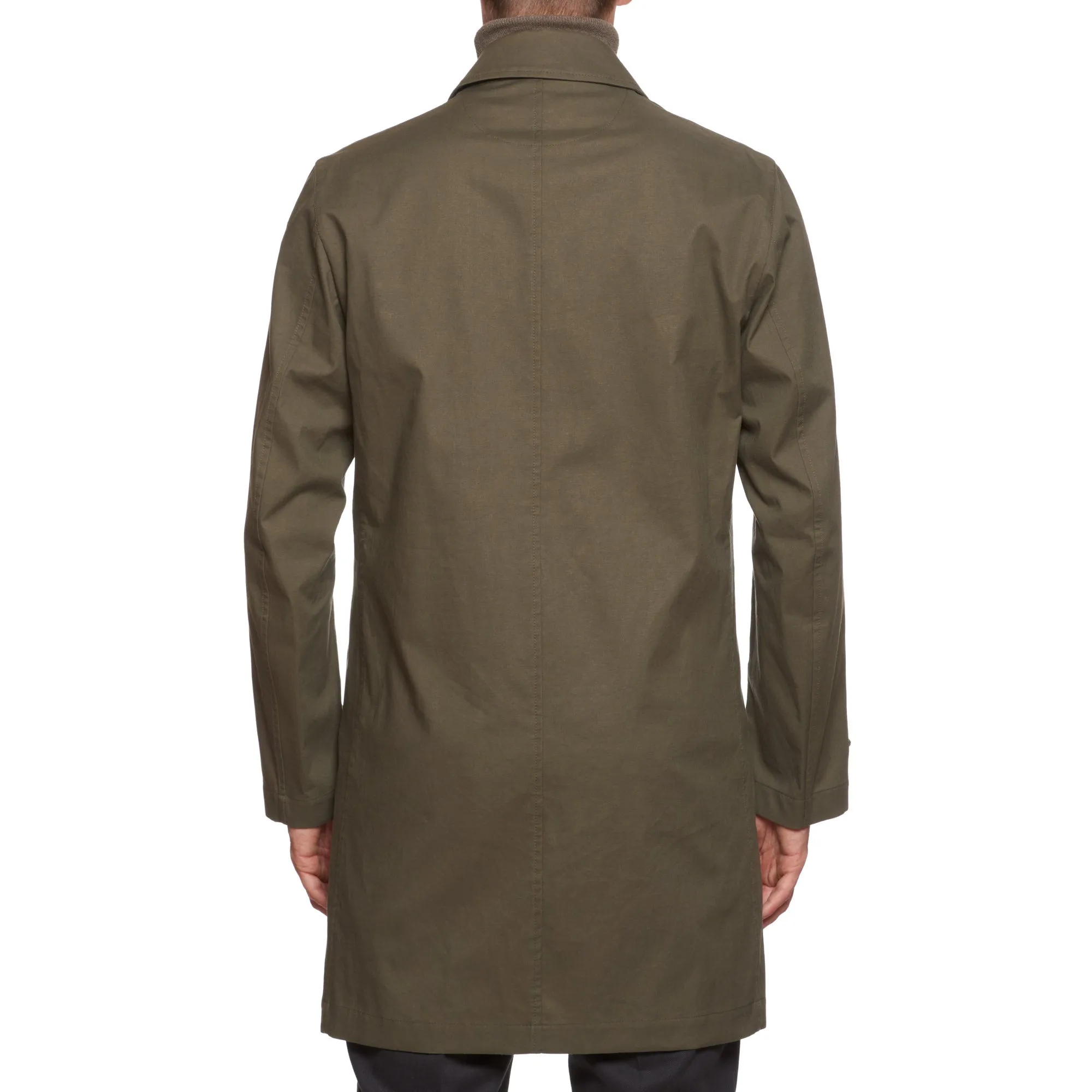 KITON KIRED "Emery" Olive Cotton Blend Trench Coat EU 50 US M