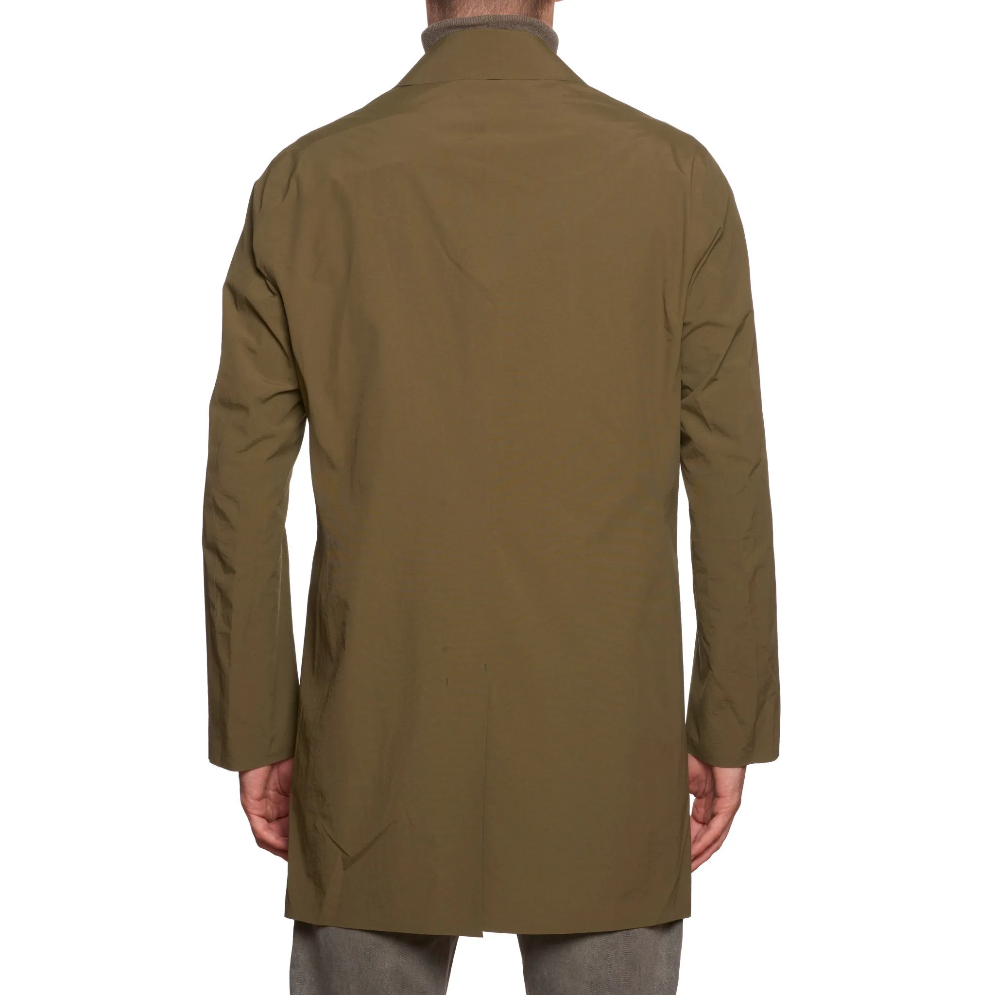 KITON KIRED "Pablo" Olive Laser Cut Technical Rain Jacket Trench Coat