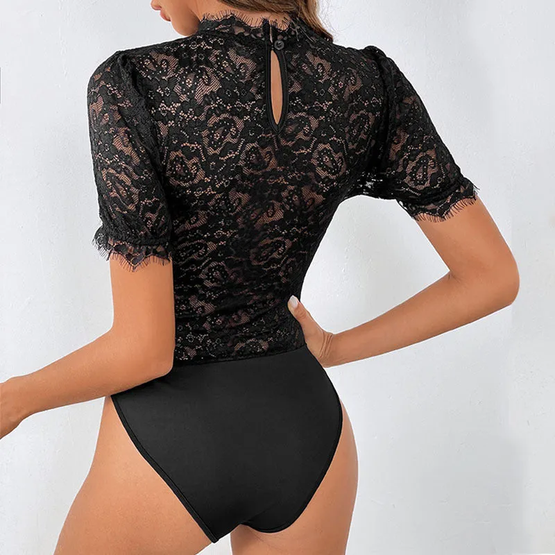 Lace Splice Bodysuit for Summer