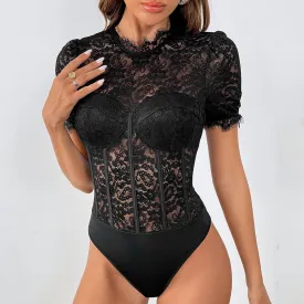 Lace Splice Bodysuit for Summer