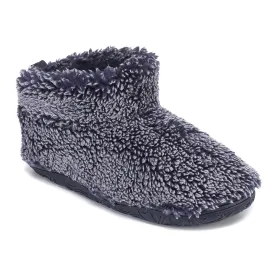 Leonardo - Shorter Length 100% Recycled Snow Tipped Sherpa Slipper Boot - Washed Peacoat Navy