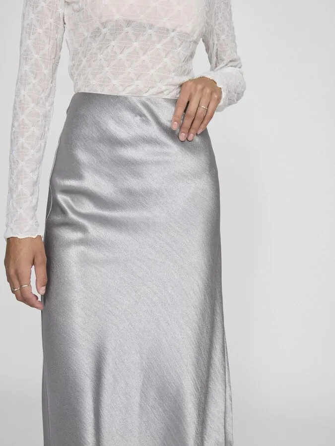 Lisa Midi Slip Skirt - Silver