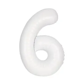 Matte White 6 Large Shape Number Balloon