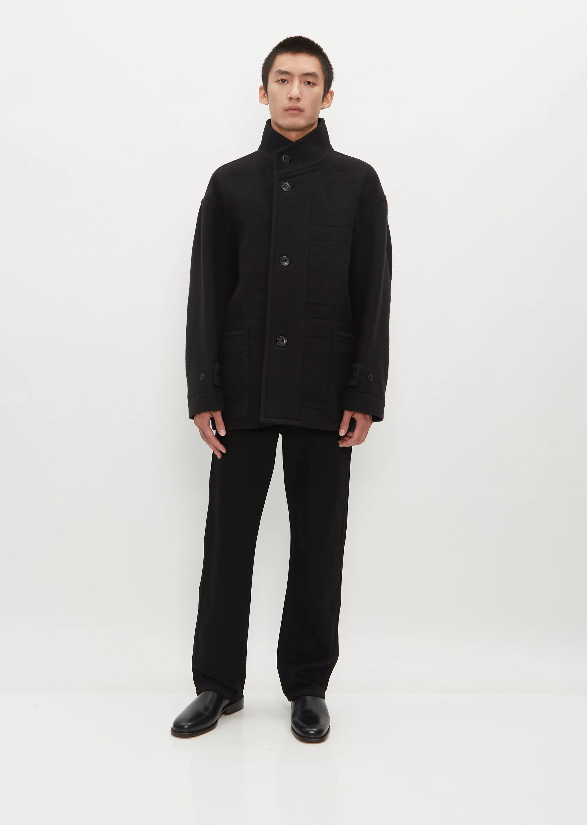 Men's Boxy Duffle Coat — Black