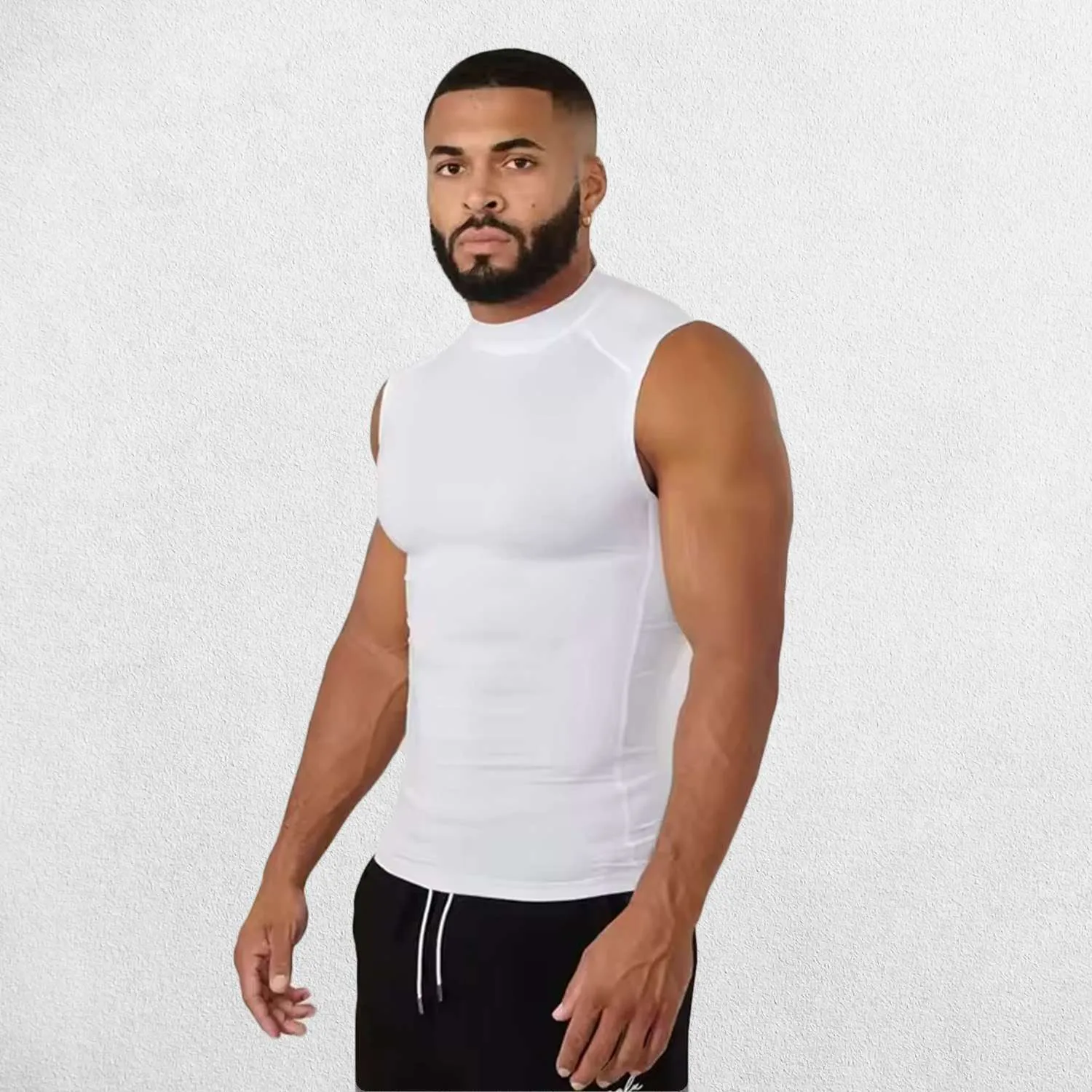 Men’s Compression Cut-Off Tank Top with Breathable Fabric and Muscle Recovery Support