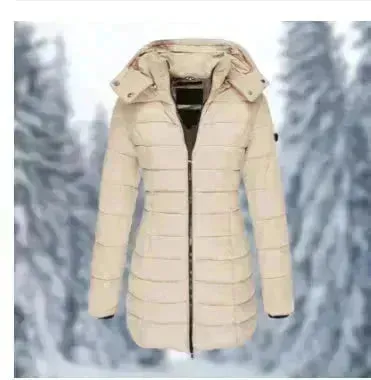 Mid-length Winter Slim-fit Cotton Padded Quilted Puffer Jacket for women