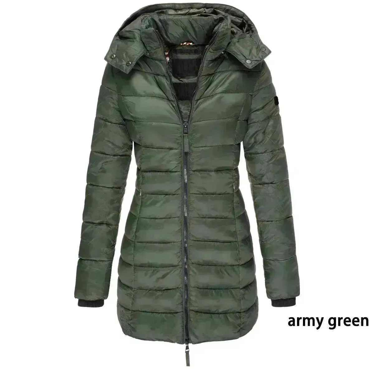 Mid-length Winter Slim-fit Cotton Padded Quilted Puffer Jacket for women