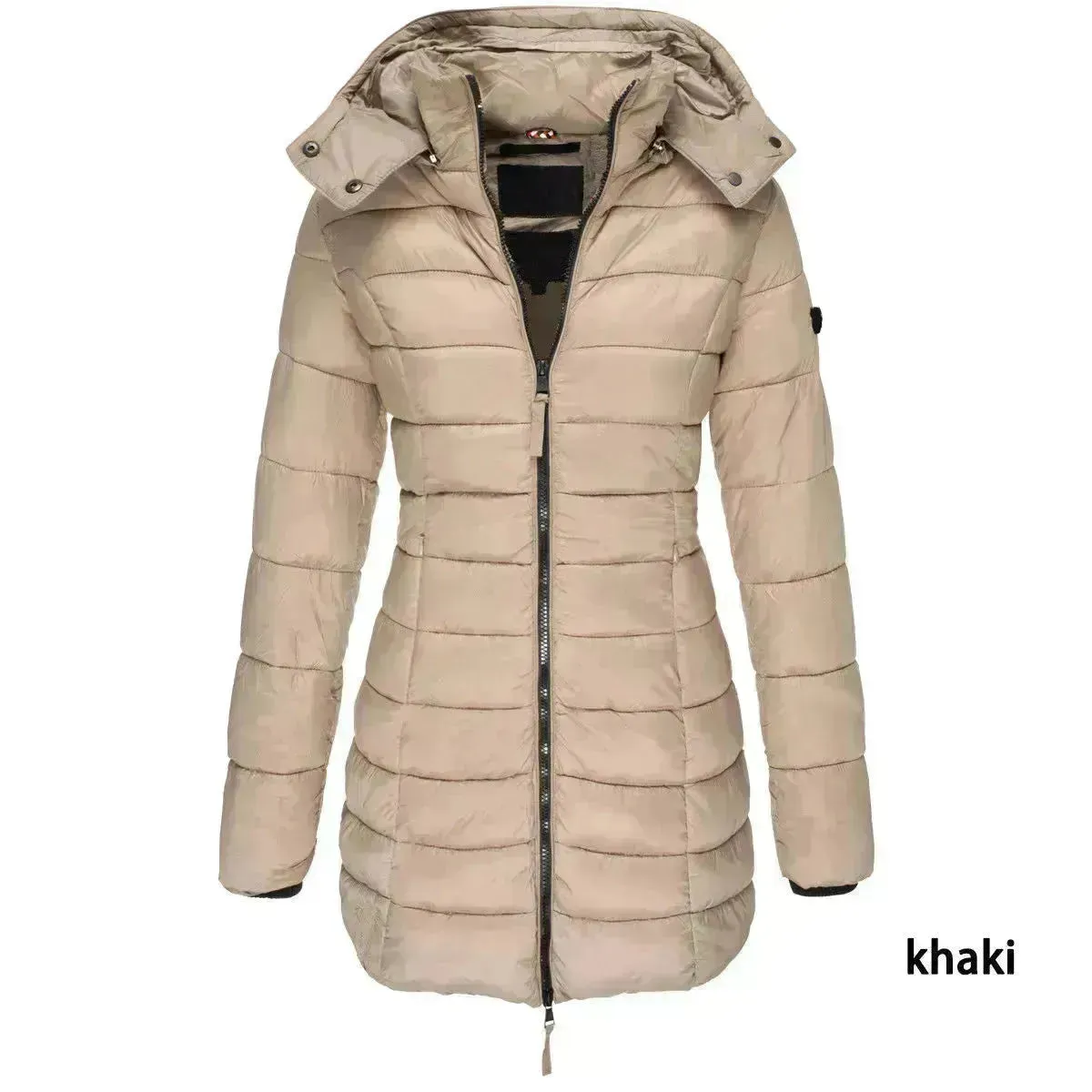 Mid-length Winter Slim-fit Cotton Padded Quilted Puffer Jacket for women