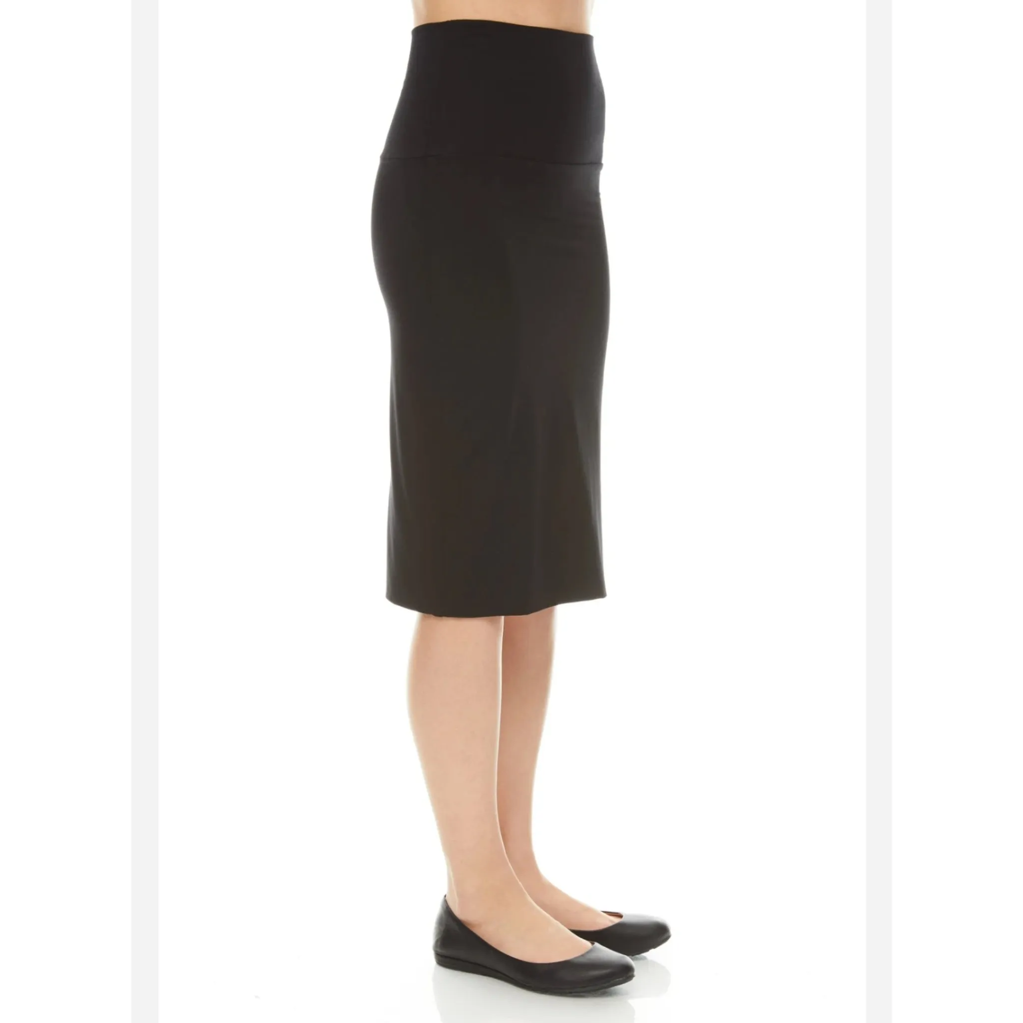 Modal Slim Pencil Skirt:  Black