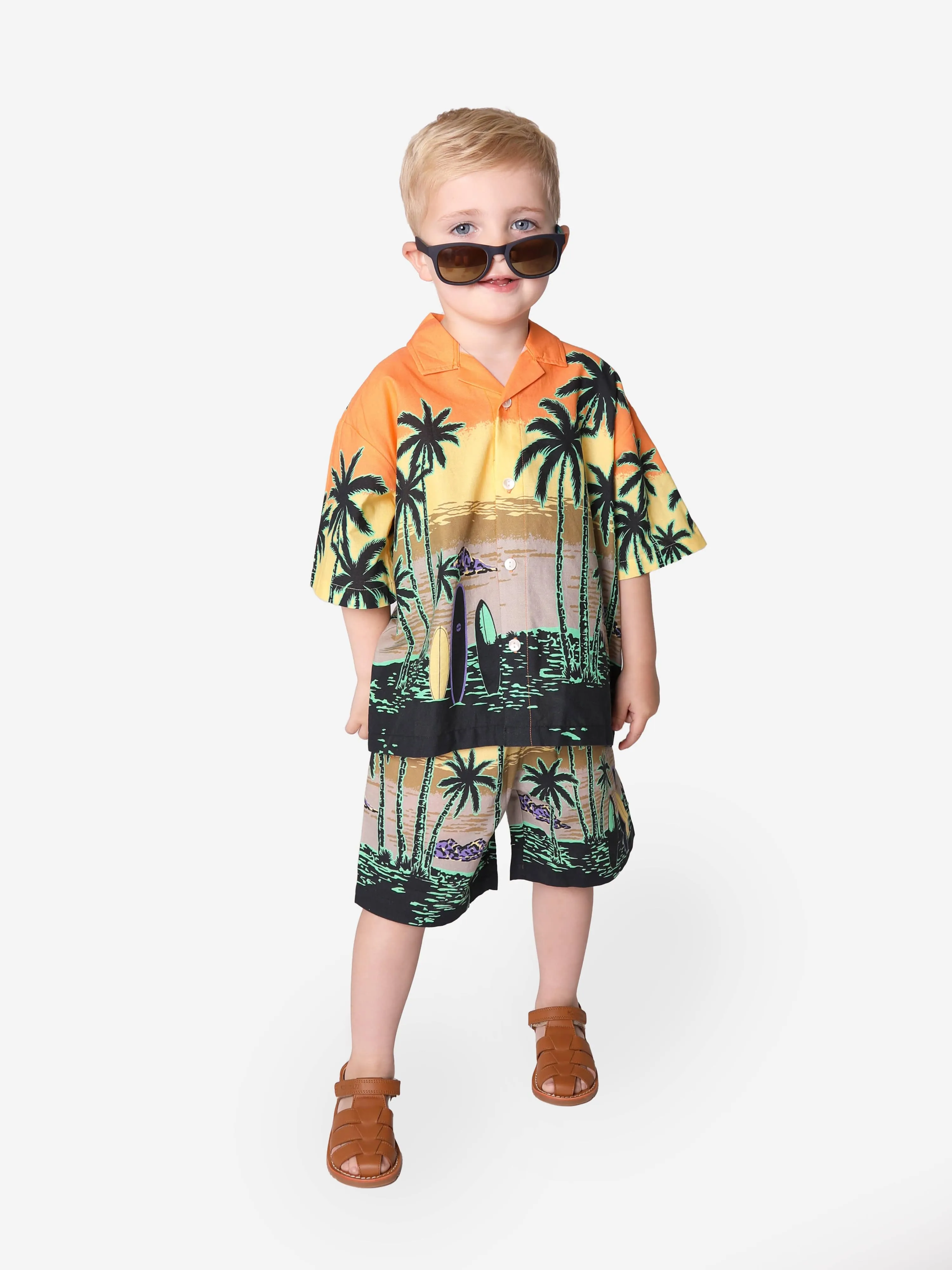 Molo Boys Organic Cotton Rui Hawaiian Shirt In Multicolour