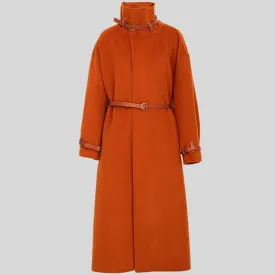 New Leather Belt Double-Sided Woolen Trench Coat