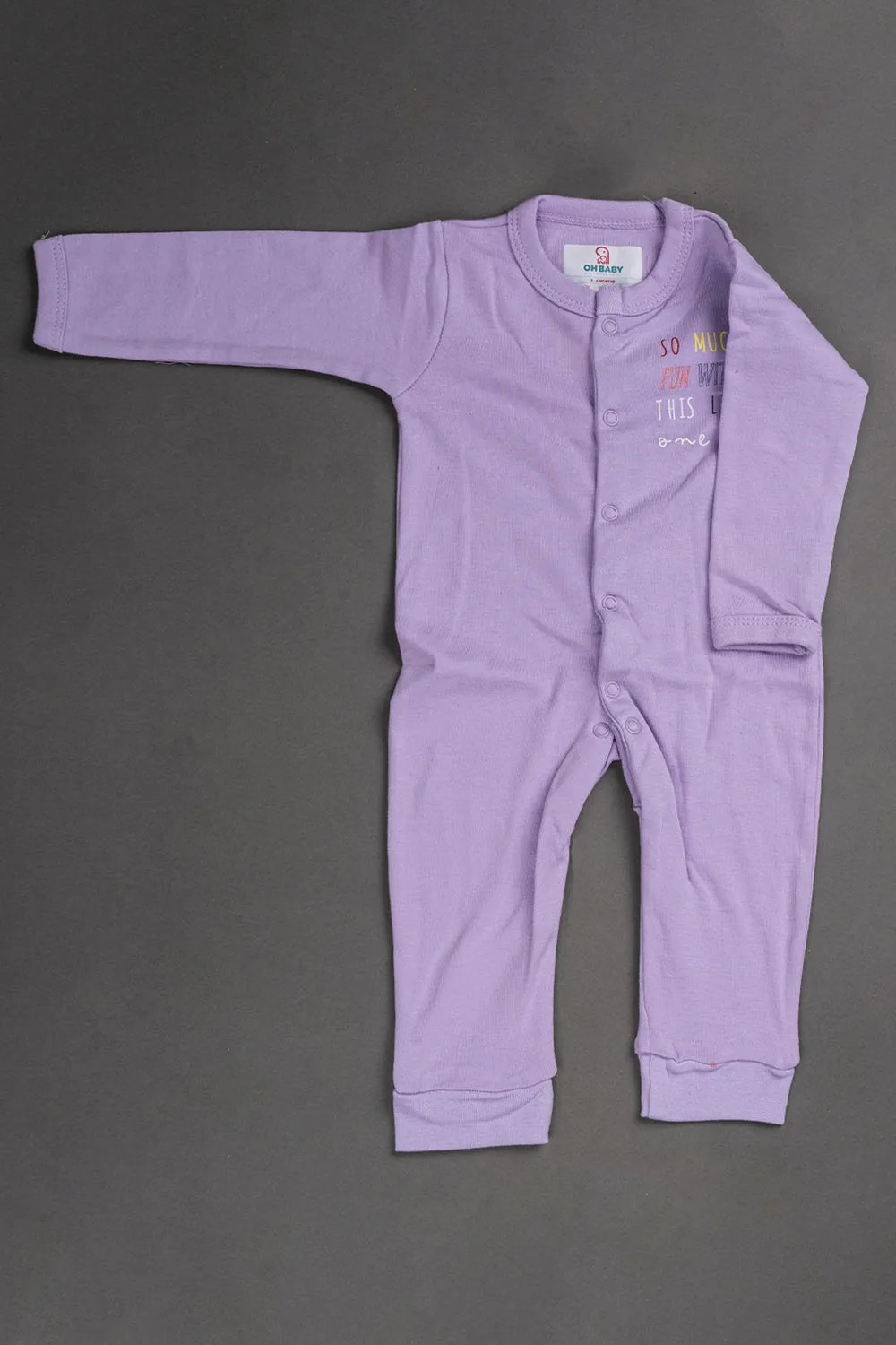 Oh Baby Cotton Interlock Knit Animal Print Body Suit Pack Of - 2 - Lilac & Assorted - S205