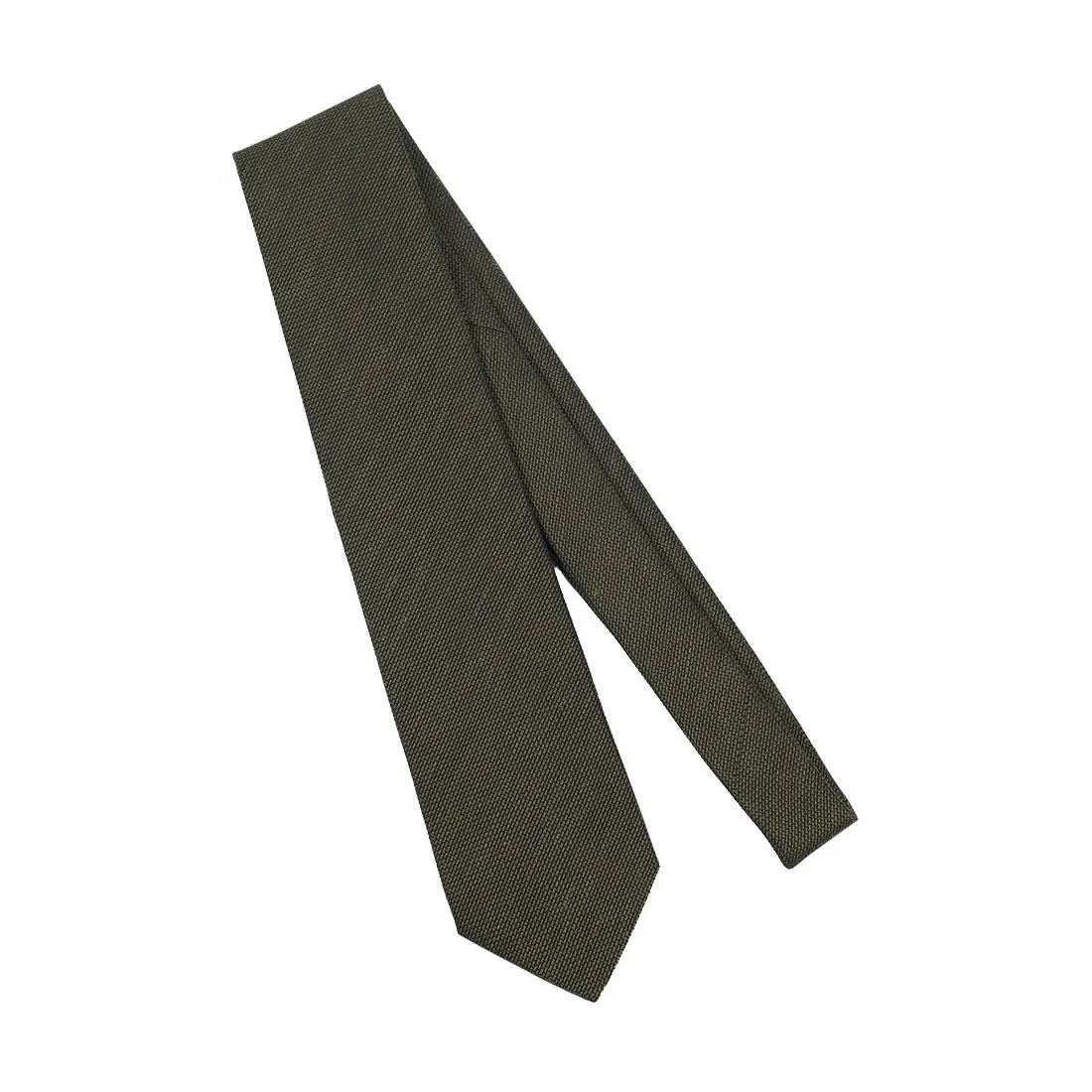 Olive linen & silk woven tie