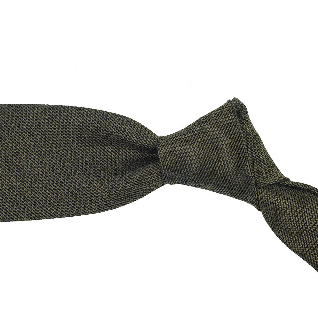 Olive linen & silk woven tie