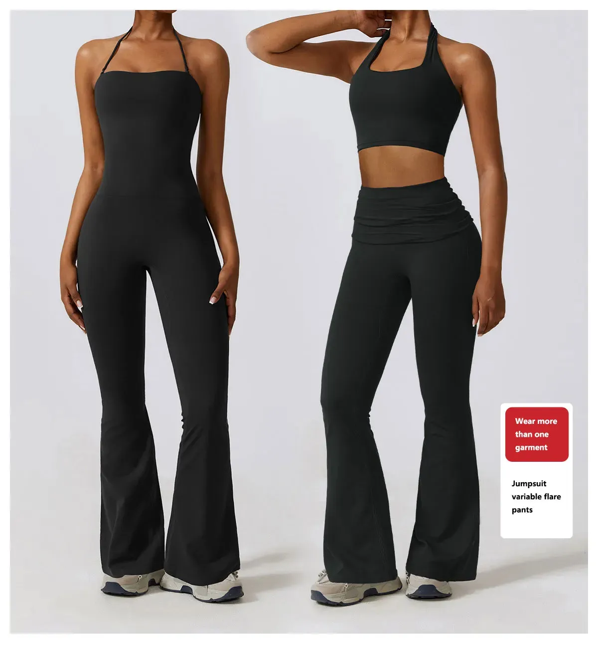 One Piece Workout Clothes Rompers Push Up Tops & Flared Pants