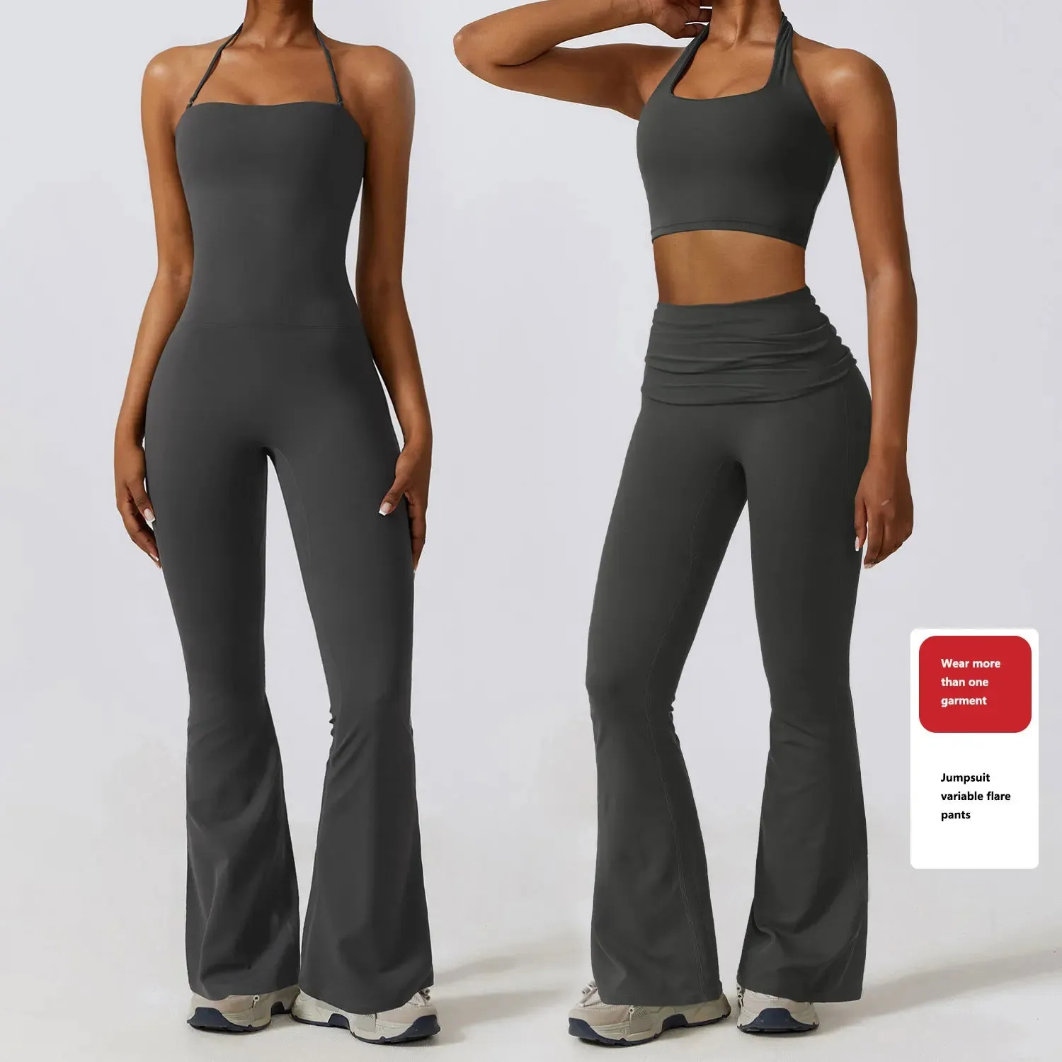 One Piece Workout Clothes Rompers Push Up Tops & Flared Pants