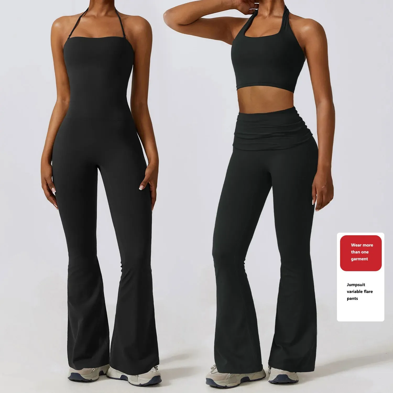 One Piece Workout Clothes Rompers Push Up Tops & Flared Pants