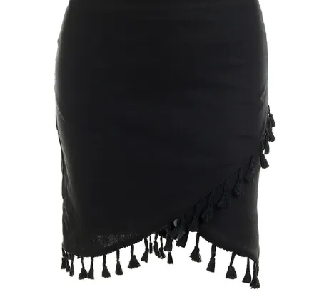 Overlap Mini Tassel Skirt