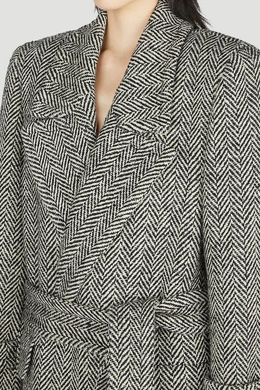 Oversized Coat in Chevron Wool