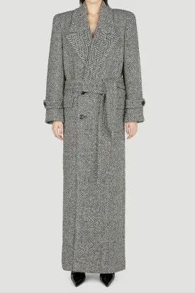 Oversized Coat in Chevron Wool