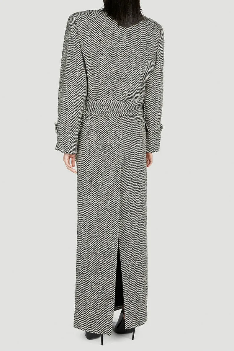 Oversized Coat in Chevron Wool