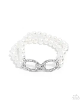 Paparazzi Fancy-Free Fanfare - White Bracelet