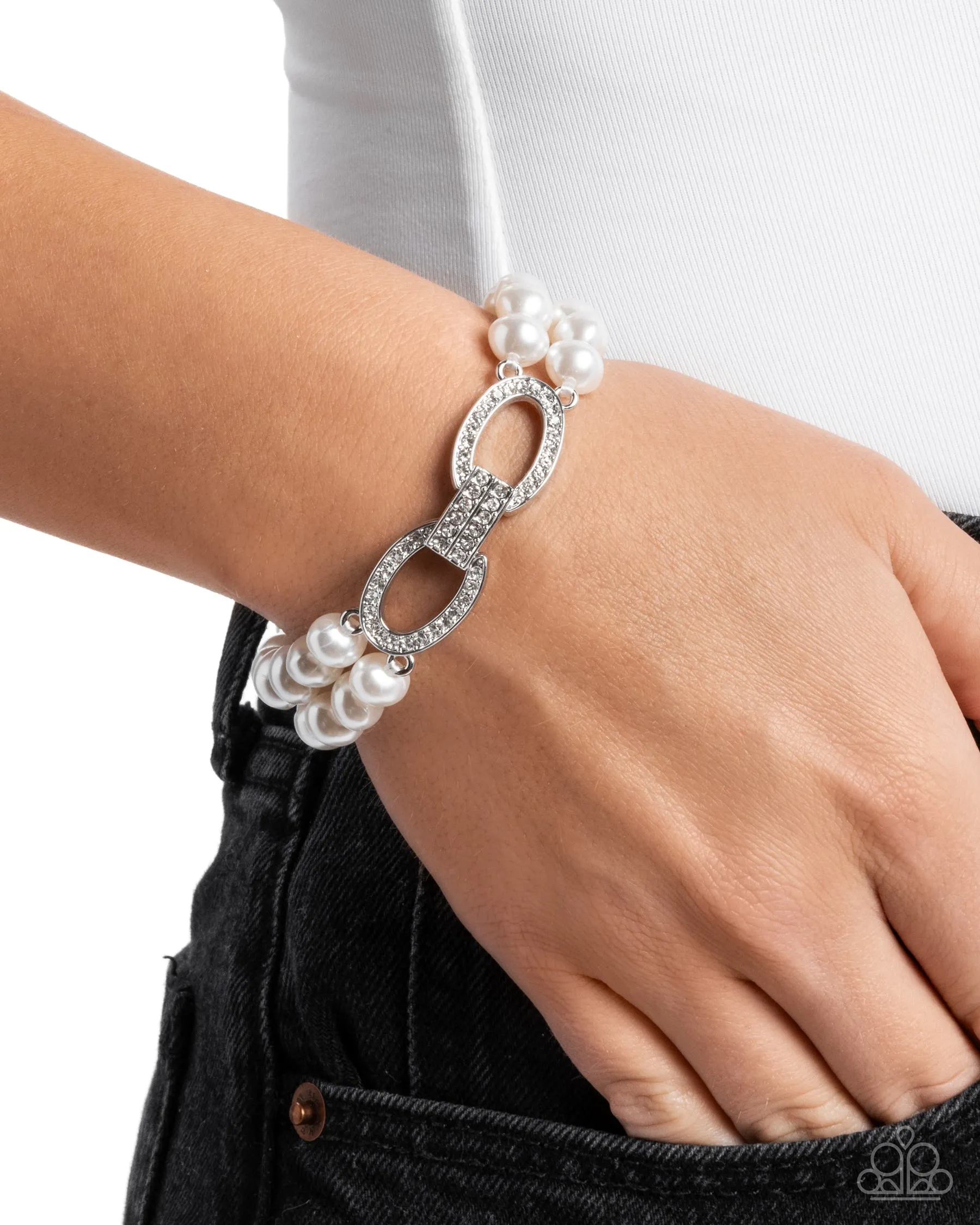 Paparazzi Fancy-Free Fanfare - White Bracelet