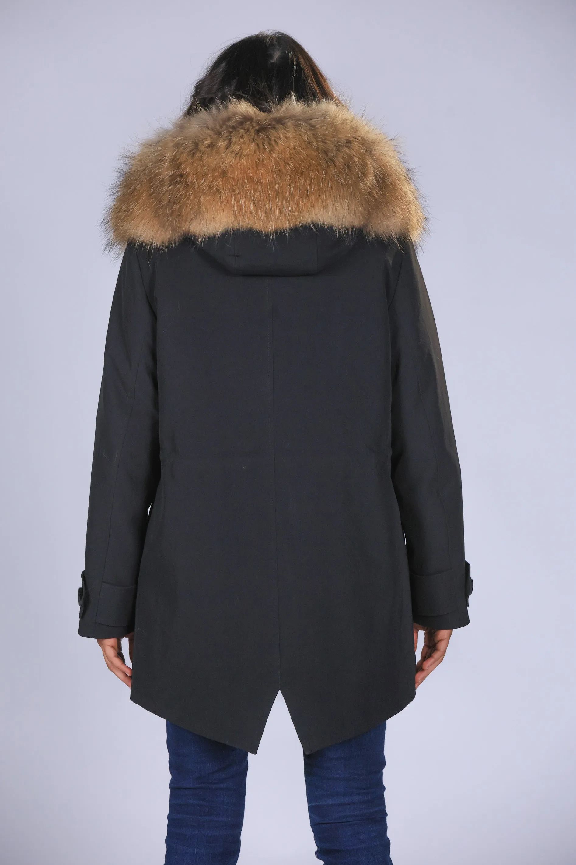 Parka in cotone tecnico impermeabile long Raccon