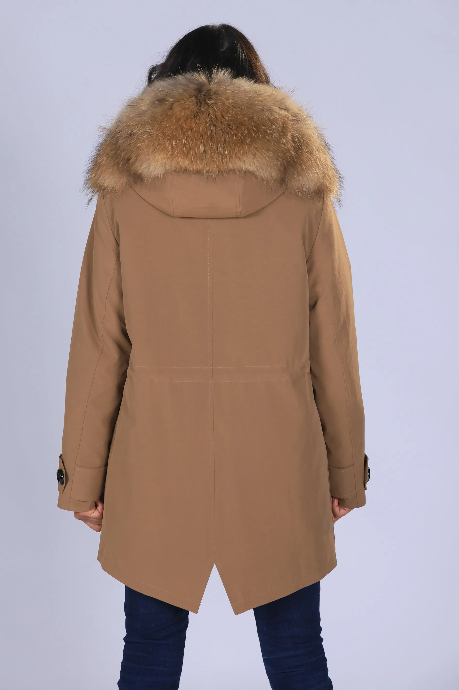 Parka in cotone tecnico impermeabile long Raccon