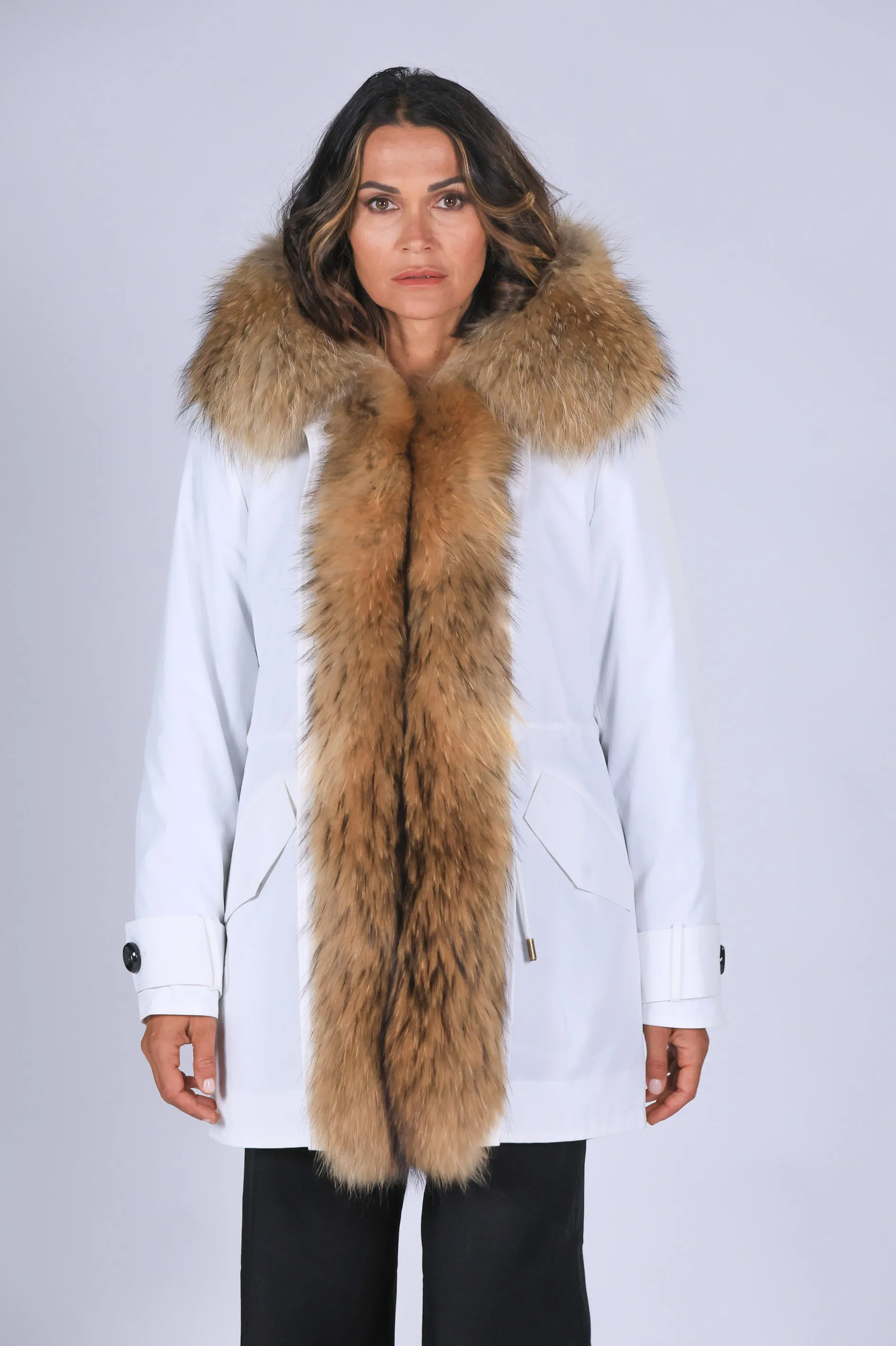 Parka in cotone tecnico impermeabile long Raccon