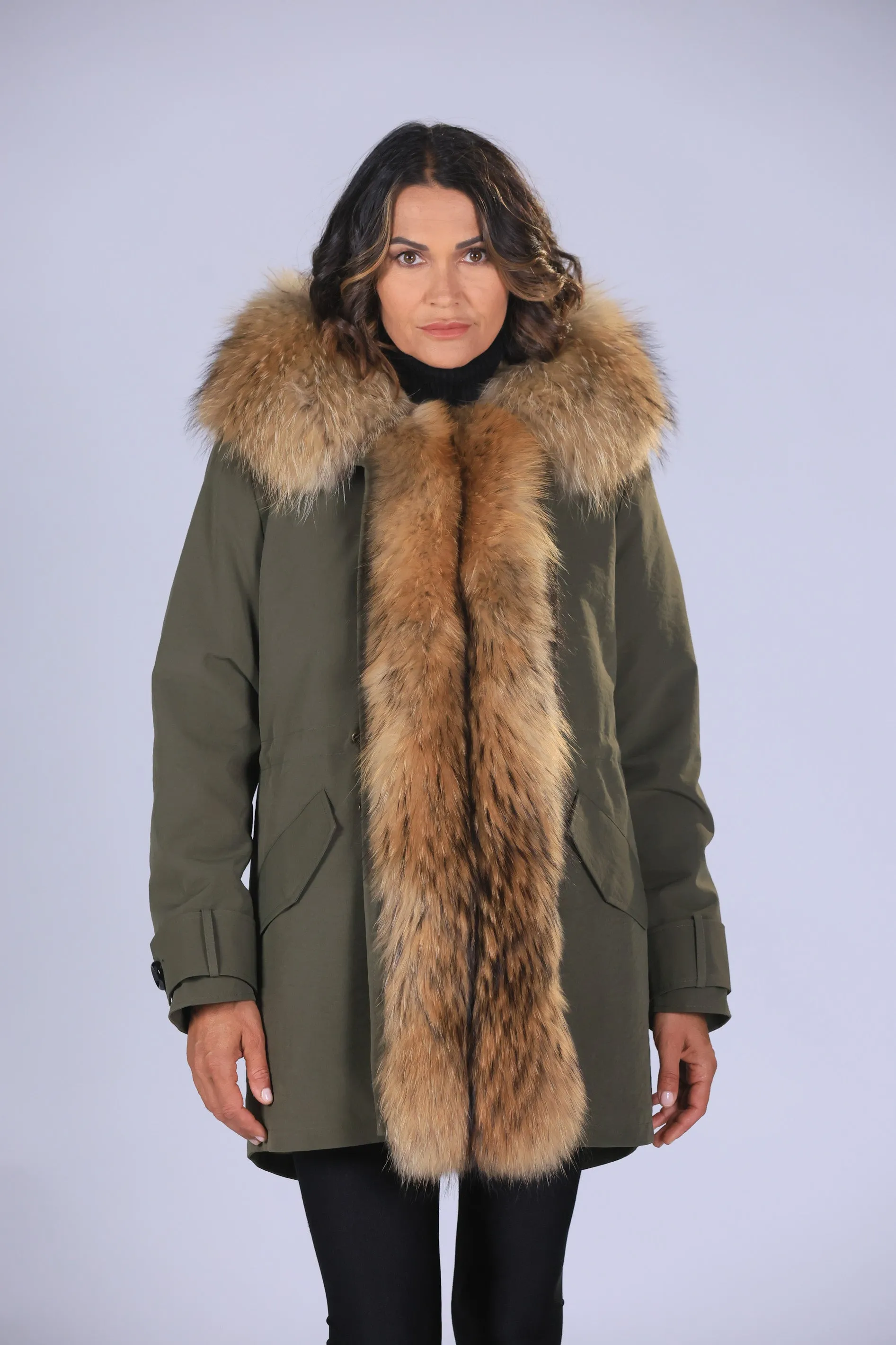 Parka in cotone tecnico impermeabile long Raccon