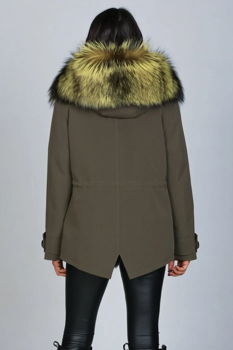 Parka in cotone tecnico  impermeabile short Luxury Silver Yellow